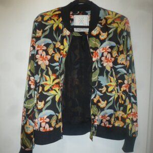 Women’s Satin Bomber Jacket – Floral Print (Angel Kiss Los Angeles) XL